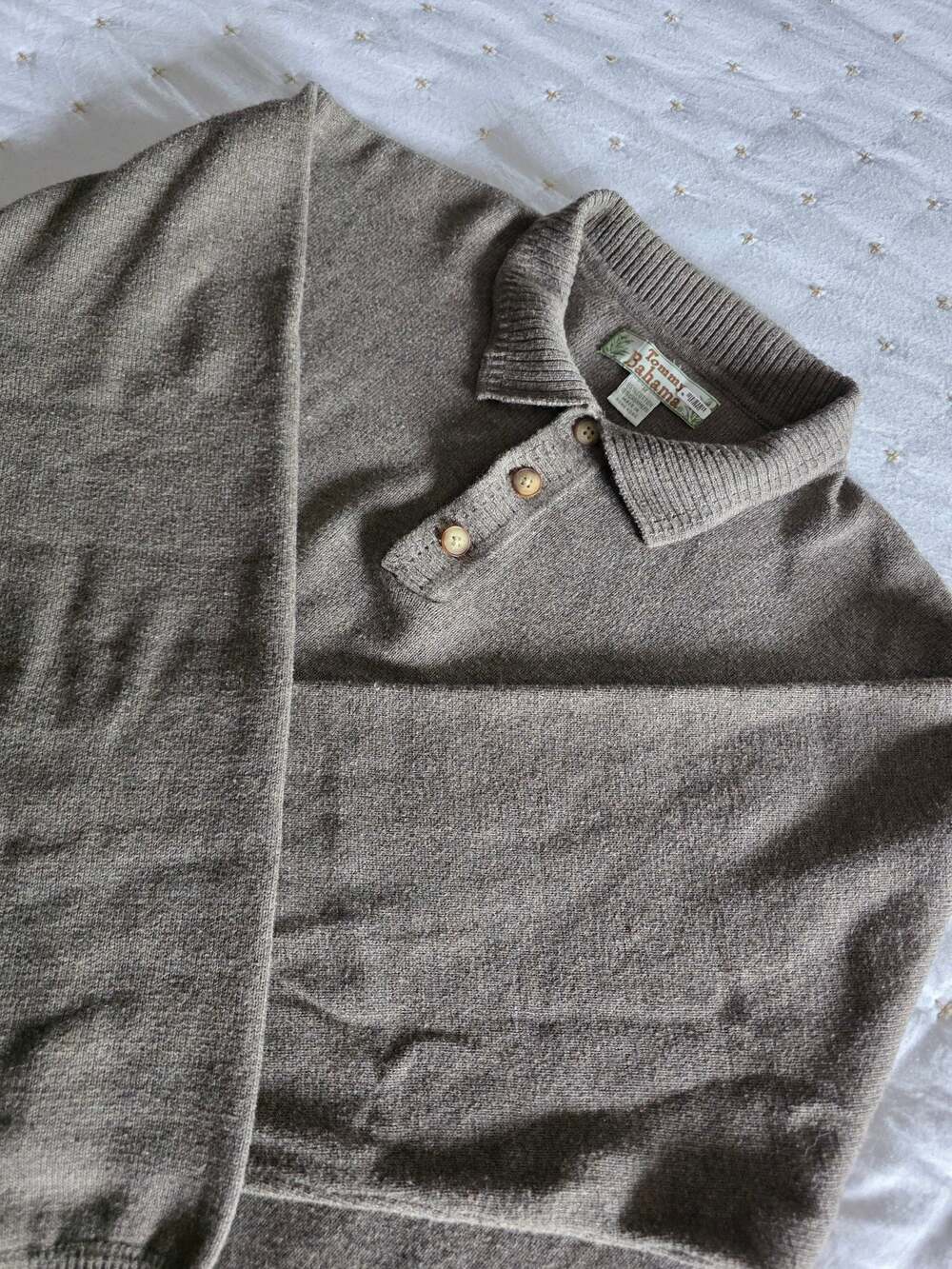 Tommy Bahama Men's Long Sleeve Polo Sweater 85% Cotton 15% Cashmere Blend Brown